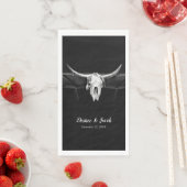 Serviette En Papier Mariage Rustique Western Noir et Blanc Taureau (En situation)