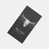 Serviette En Papier Mariage Rustique Western Noir et Blanc Taureau (Coin)