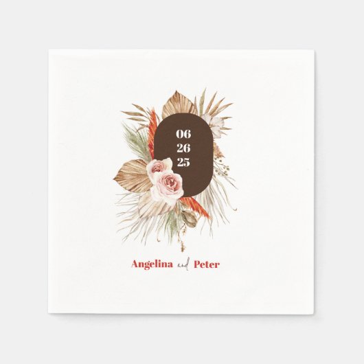 Serviette En Papier Mariage Safari Desert Boho Fleurs (Devant)