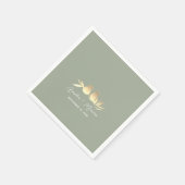 Serviette En Papier Mariage Sage Green Gold Lovebirds (Coin)