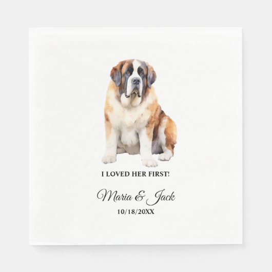 Serviette En Papier Mariage Saint Bernard Dog avec photo (Devant)
