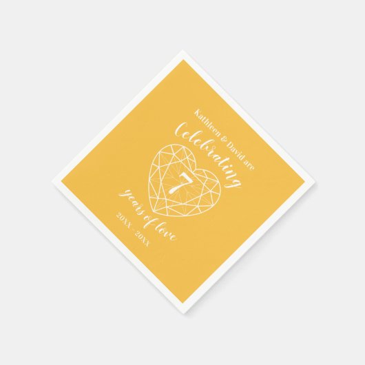 Serviette En Papier Mariage saphir jaune 7 ans (Coin)