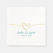 Serviette En Papier Mariage sarcelle et or (Devant)