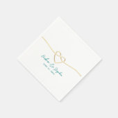 Serviette En Papier Mariage sarcelle et or (Coin)