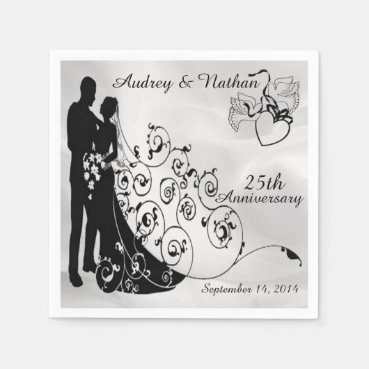 Serviette En Papier Mariage satiné Anniversaire serviettes personnalis (Devant)