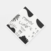 Serviette En Papier Mariage Script Doodle Formes Biologiques (Coin)