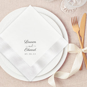 Serviette En Papier Mariage Script Élégant Rustique