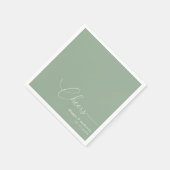 Serviette En Papier Mariage Script Sage Vert Cheers (Coin)