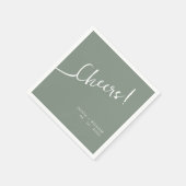 Serviette En Papier Mariage Script Sage Vert Cheers (Coin)