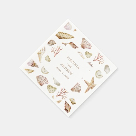 Serviette En Papier Mariage Seashell (Coin)