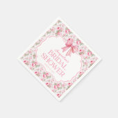 Serviette En Papier Mariage Shabby Chic Ruban Rose (Coin)