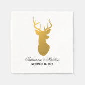 Serviette En Papier Mariage Silhouette moderne Antler (Devant)