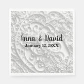 Serviette En Papier Mariage Silver Paper Quilling Daisy Design (Devant)