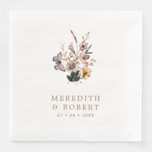 Serviette En Papier Mariage simple automne Fleurs sauvages