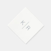Serviette En Papier Mariage simple blanc marine bleu Monogramme (Coin)