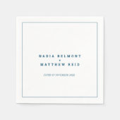 Serviette En Papier Mariage simple bleu marine minimal (Devant)