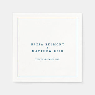 Serviette En Papier Mariage simple bleu marine minimal