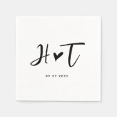 Serviette En Papier Mariage simple brossé de monographie cardiaque (Devant)