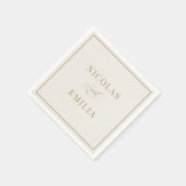 Serviette En Papier Mariage simple classique beige et or (Coin)
