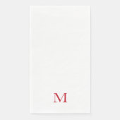 Serviette En Papier Mariage simple de monogramme rouge (Devant)