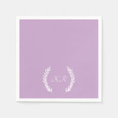 Serviette En Papier Mariage simple de monogramme violet (Devant)