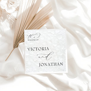 Serviette En Papier Mariage simple élégant blanc et noir