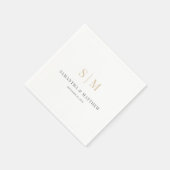 Serviette En Papier Mariage simple Elegant blanc gris or (Coin)