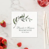 Serviette En Papier Mariage simple élégant de branche Eucalyptus (En situation)