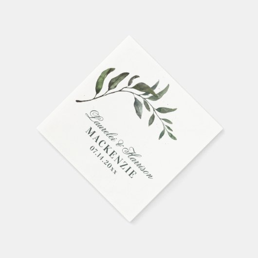 Serviette En Papier Mariage simple élégant de branche Eucalyptus (Coin)