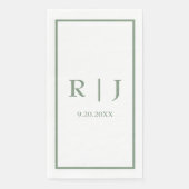 Serviette En Papier Mariage Simple Élégant de Luxe Monogrammes Vert Sa (Devant)