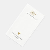 Serviette En Papier Mariage simple Elegant Gold Heart Merci (Coin)