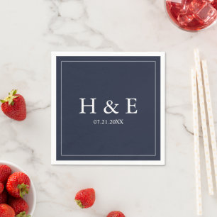 Serviette En Papier Mariage simple Élégant Monogrammes