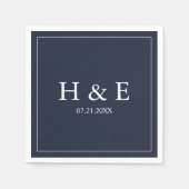 Serviette En Papier Mariage simple Élégant Monogrammes (Devant)