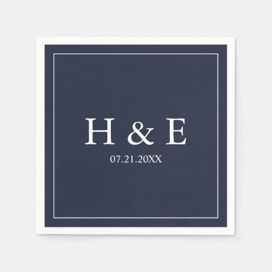 Serviette En Papier Mariage simple Élégant Monogrammes (Devant)