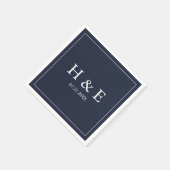 Serviette En Papier Mariage simple Élégant Monogrammes (Coin)