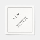 Serviette En Papier Mariage simple Elegant noir et blanc (Devant)