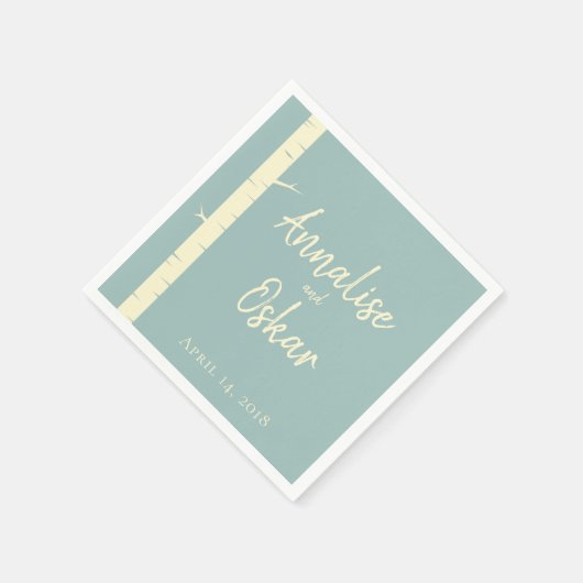 Serviette En Papier Mariage simple en coquille Bleue table (Coin)