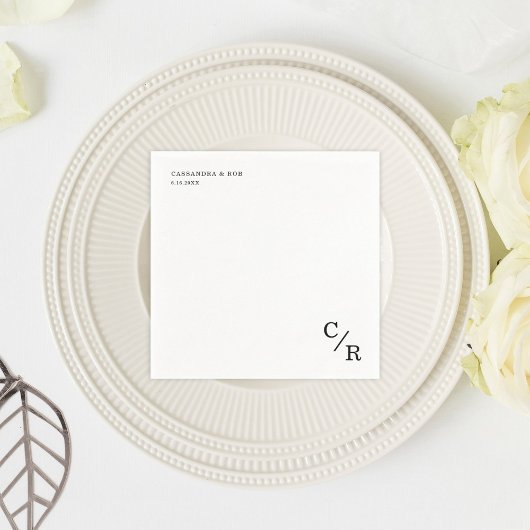 Serviette En Papier Mariage simple et élégant des initiales de monogra