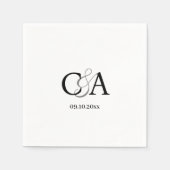 Serviette En Papier Mariage simple et élégant monogramme (Devant)