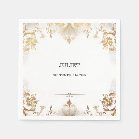 Serviette En Papier Mariage Simple Formel Classique et Sobre (Devant)