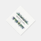 Serviette En Papier Mariage simple Lavender Vert Pin Or Arbres (Coin)