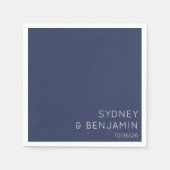 Serviette En Papier Mariage simple moderne minimal personnalisé bleu m (Devant)