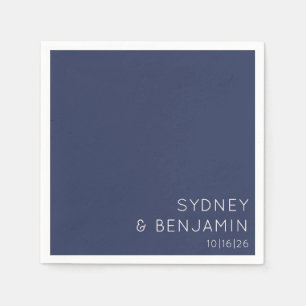 Serviette En Papier Mariage simple moderne minimal personnalisé bleu m