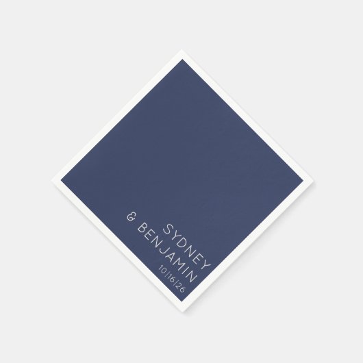 Serviette En Papier Mariage simple moderne minimal personnalisé bleu m (Coin)