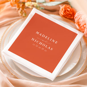 Serviette En Papier Mariage simple moderne orange coucher de soleil à