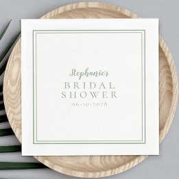 Serviette En Papier Mariage Simple Moderne Shower de Mariée Vert Sauge