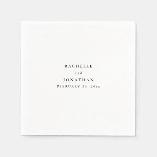 Serviette En Papier Mariage simple noir blanc simple Monogramme (Devant)
