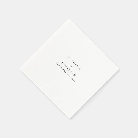 Serviette En Papier Mariage simple noir blanc simple Monogramme (Coin)