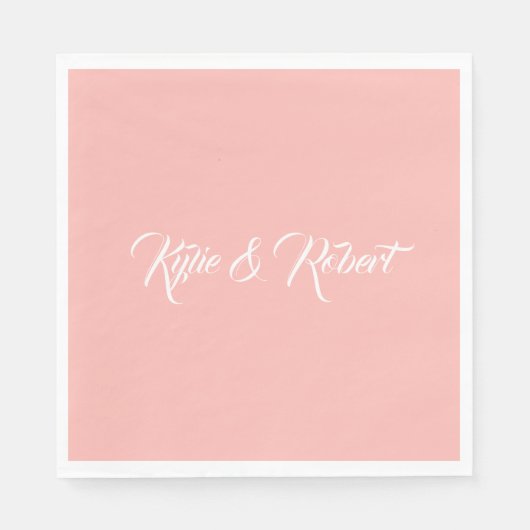 Serviette En Papier Mariage simple Pastel Pink (Devant)