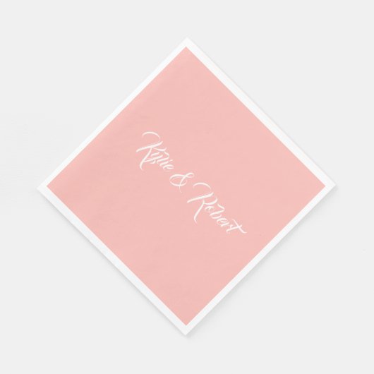 Serviette En Papier Mariage simple Pastel Pink (Coin)